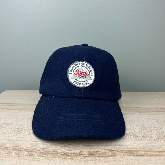 Lucky Brand Coors Light Patch Baseball Cap Navy Blue Wool Blend Hat Boho Western - Picture 1 of 9